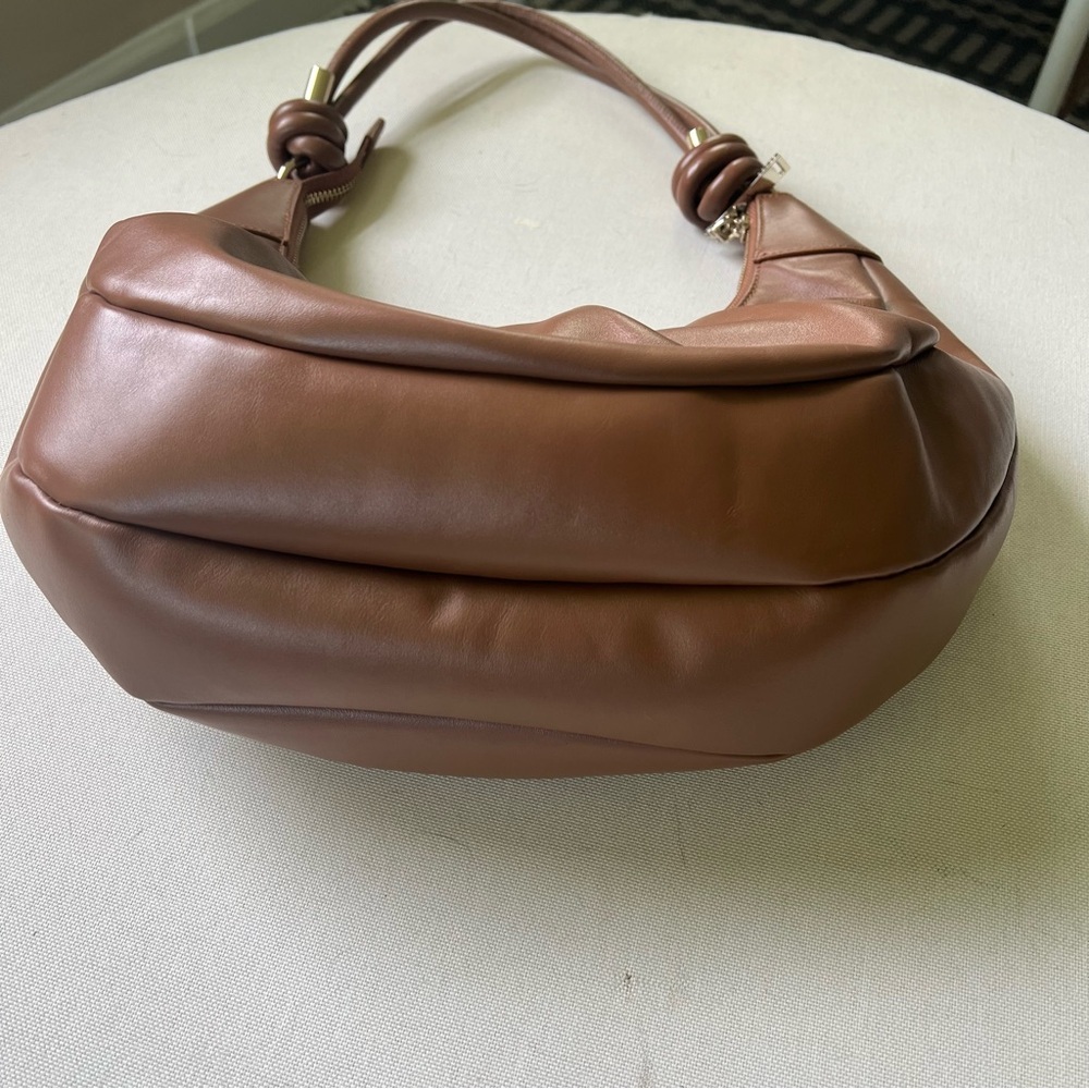 Ted Baker London Twilila Twisted Handle Leather Hobo Shoulder Bag Brown - Picture 3 of 8